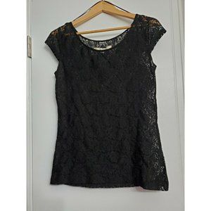 Lauren Conrad Lace Top Cover Up Size M Black Polye